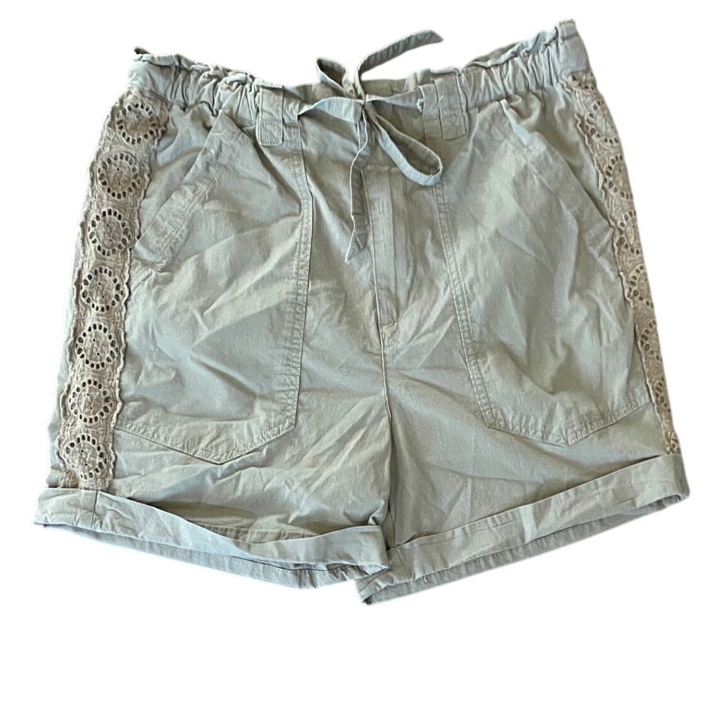 Democracy Womens‎ Sage Green Paperbag Waist Crochet Trim Shorts Size 8 B8248JBEX